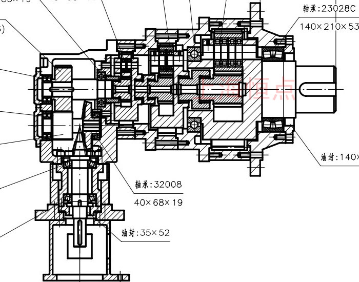 錐齒-斜齒輪級 P行星減速機的輸入