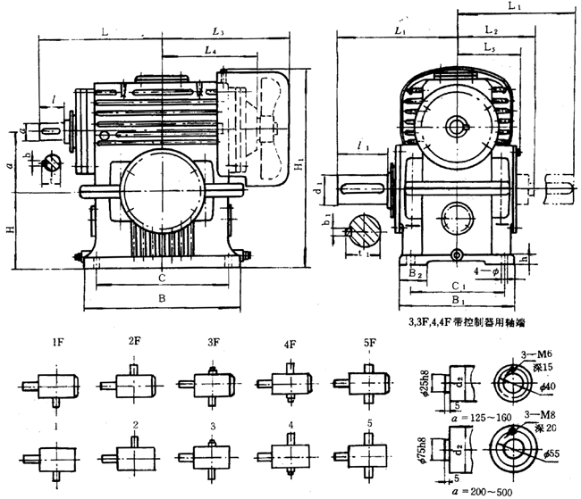 蝸輪減速器外形、安裝尺寸