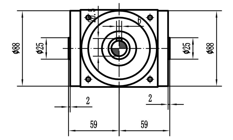 HDA09系列換向器：HDA09-2：1-E外形安裝尺寸圖1